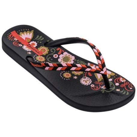 Ipanema Anat Lovely X virágmintás női papucs, fekete/piros