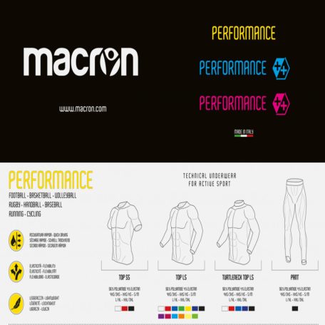 Macron Performance++ rövid ujjú alápóló, fekete, S/M-es méret